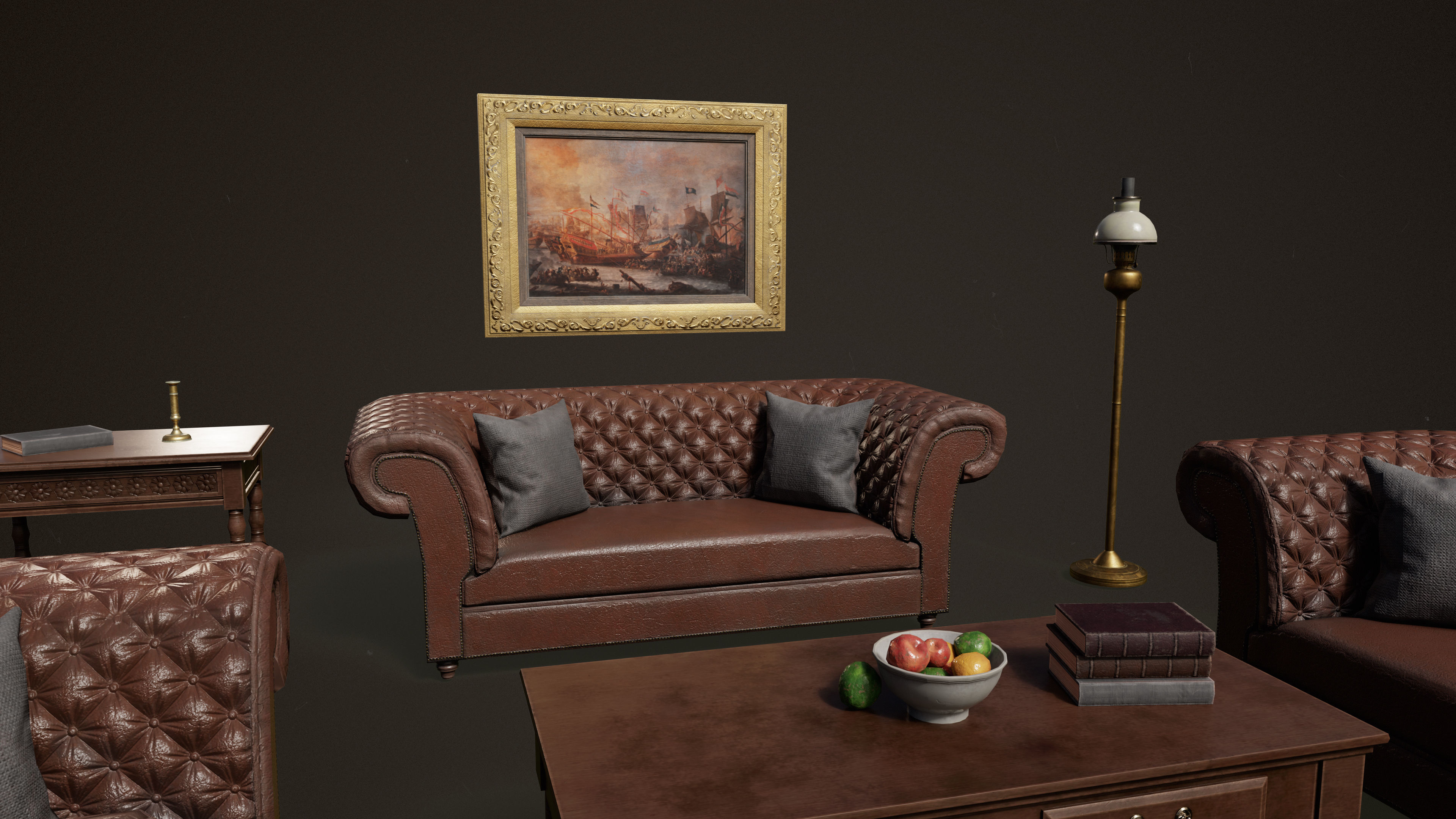 Victorian Sofa Set and Furniture 3D Model Collection_6