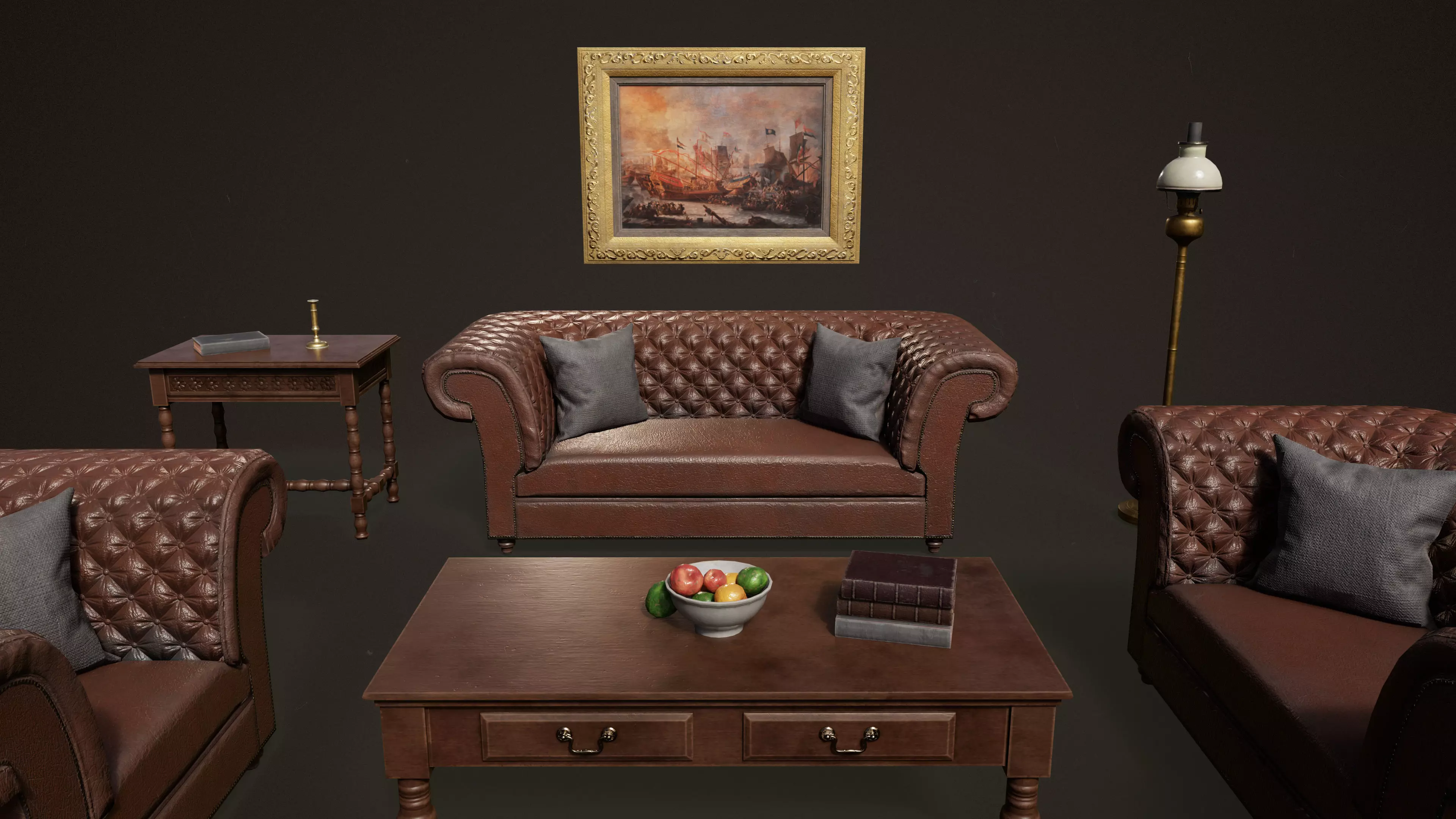 Victorian Sofa Set and Furniture 3D Model Collection_0