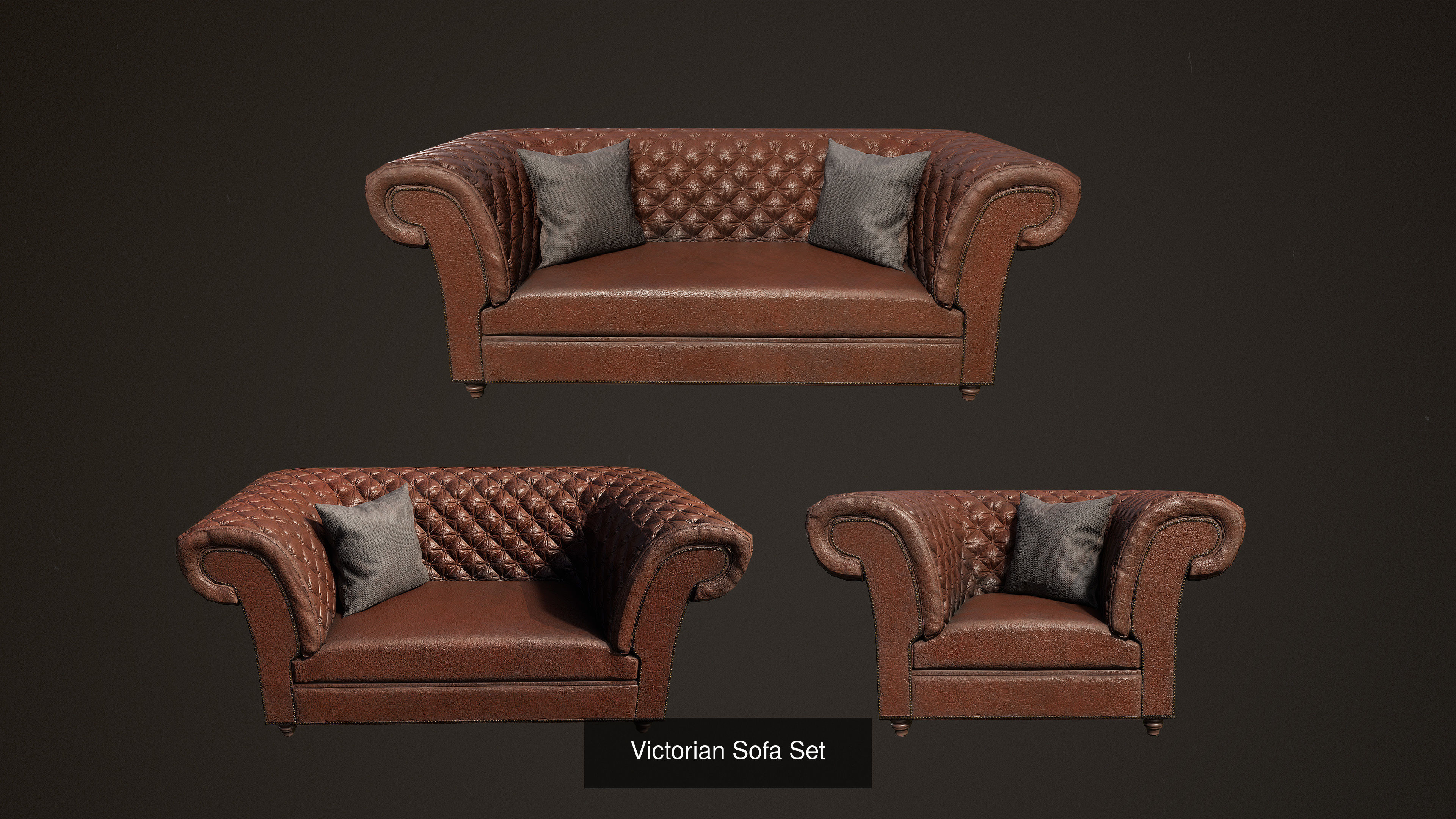 Victorian Sofa Set and Furniture 3D Model Collection_4
