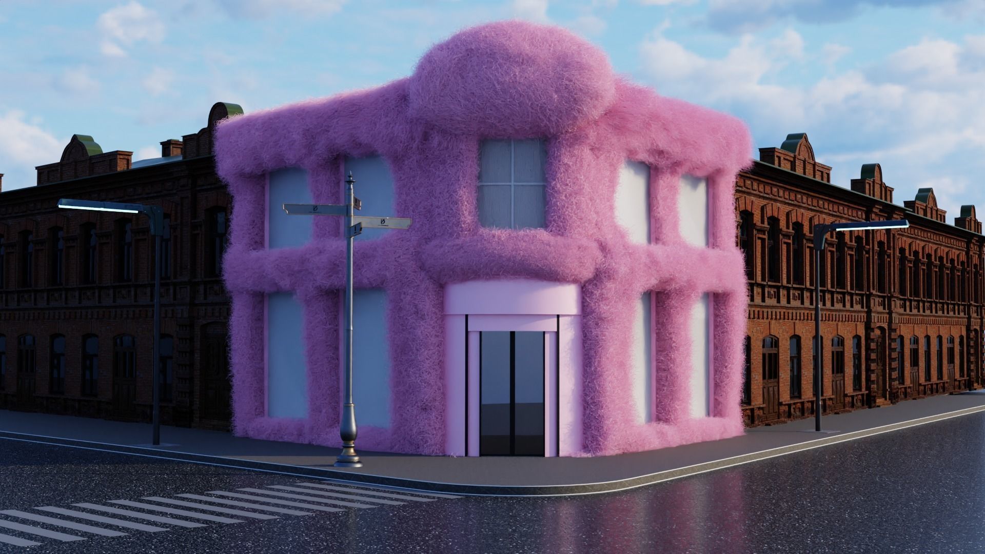 Cuty realistic fur house shop store or mall Low-poly 3D model_1