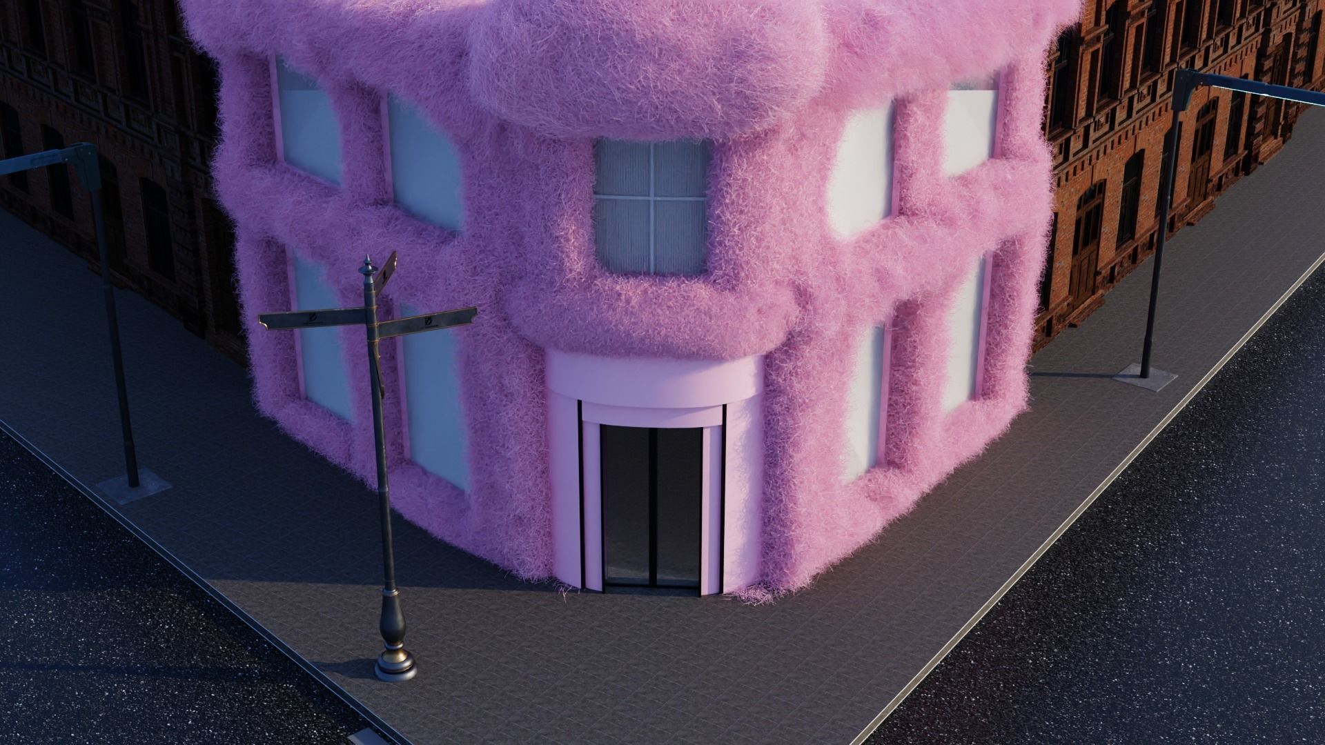 Cuty realistic fur house shop store or mall Low-poly 3D model_6