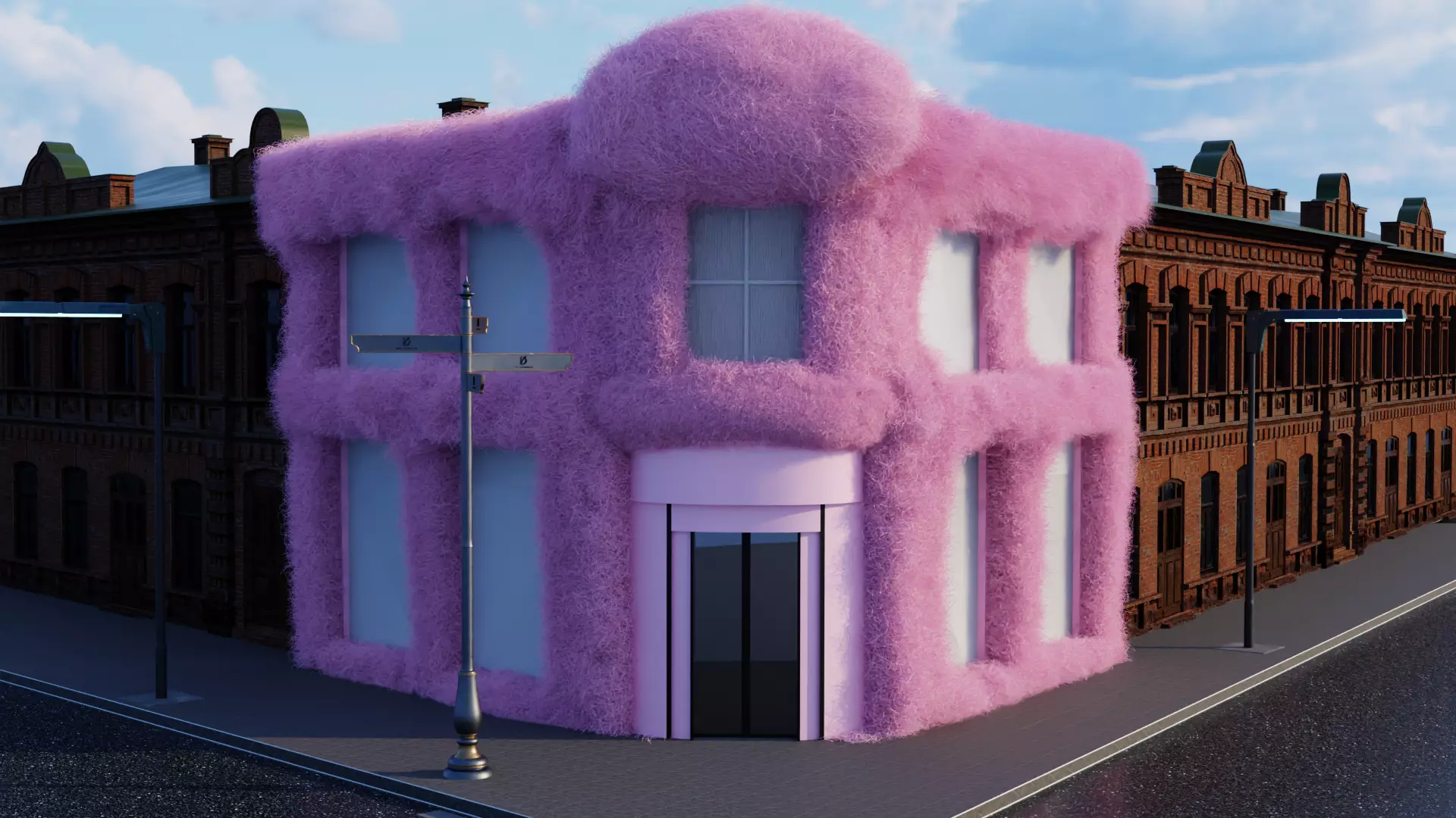 Cuty realistic fur house shop store or mall Low-poly 3D model_0