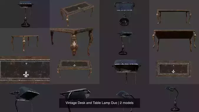 Vintage Desk and Table Lamp Duo