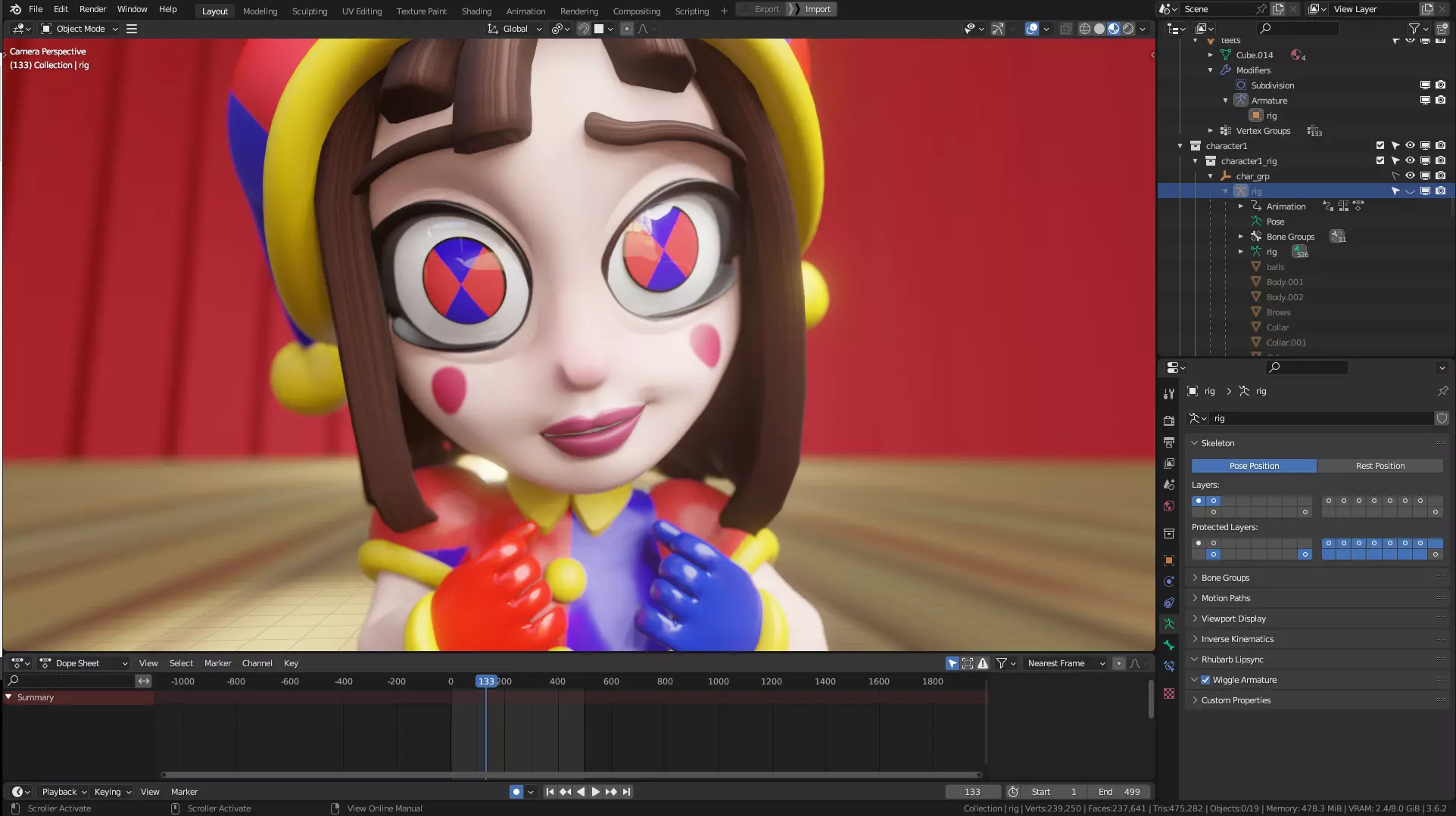 POMNI from The Amazing Digital Circus - FanArt - Blender Low-poly 3D model