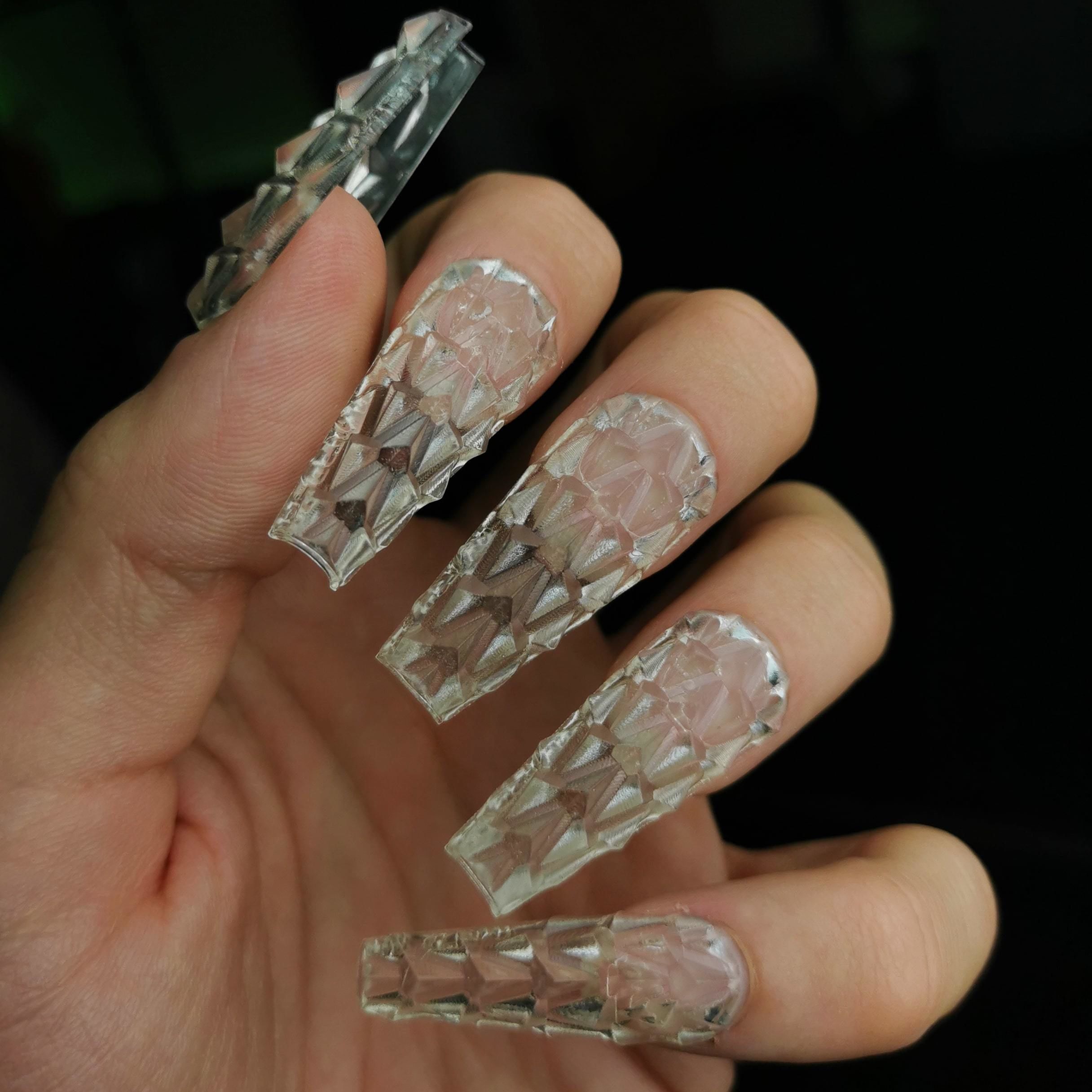 Cyber Geometry 3D Nails Tips 3D print model_4