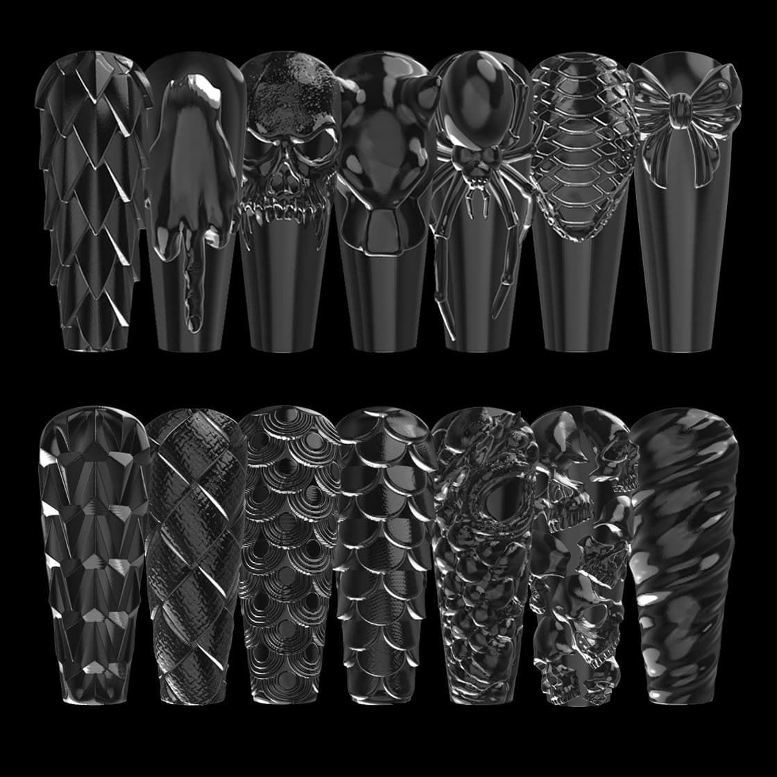 Dragon Scales 3D Nail Tips 3D print model_9