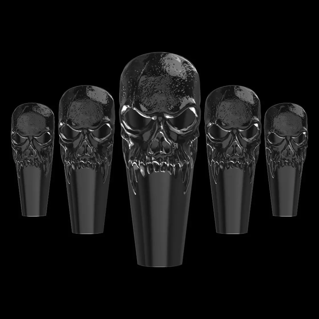 3D Skulls Nail Tips 3D print model_0