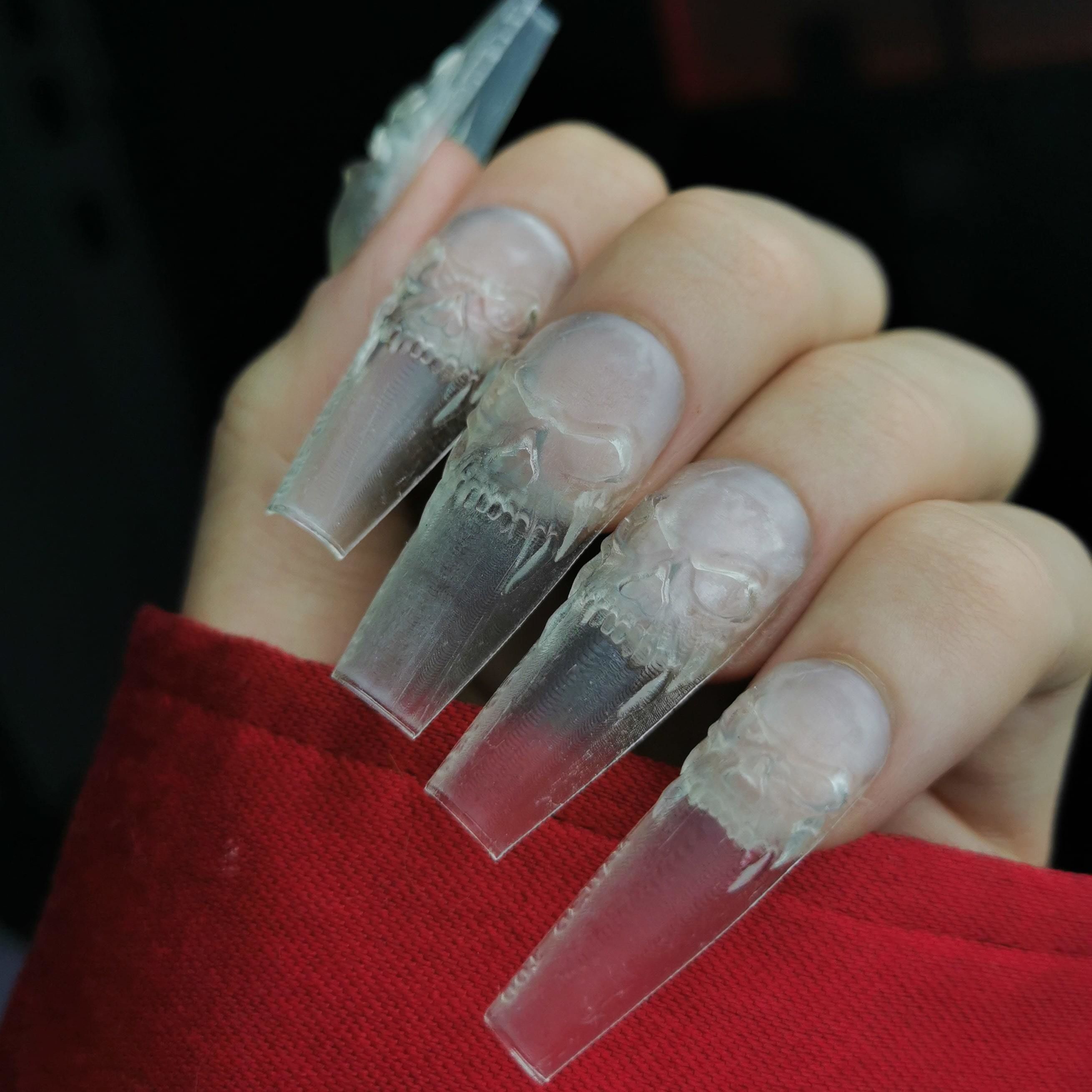 3D Skulls Nail Tips 3D print model_4