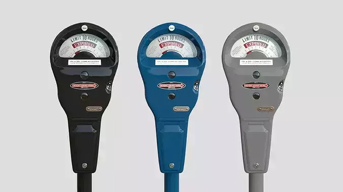 Parking Meter Collection Low-poly 3D model 6