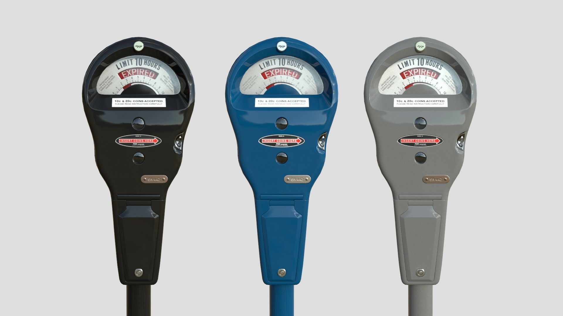Parking Meter Collection Low-poly 3D model_5