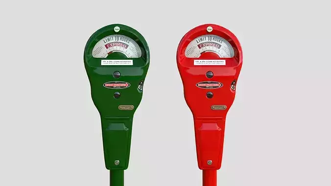 Parking Meter Collection Low-poly 3D model 7