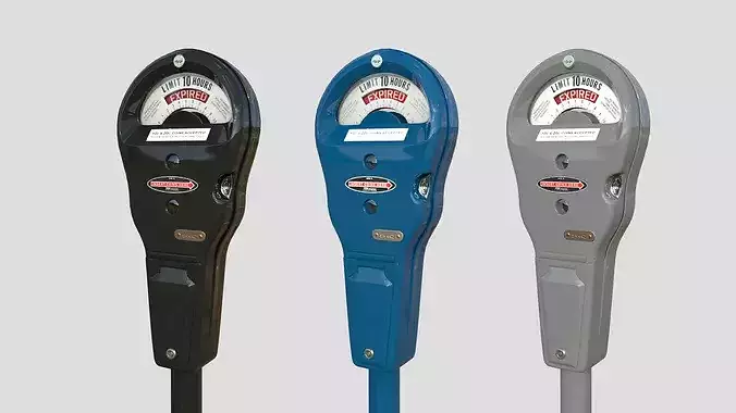 Parking Meter Collection Low-poly 3D model 2