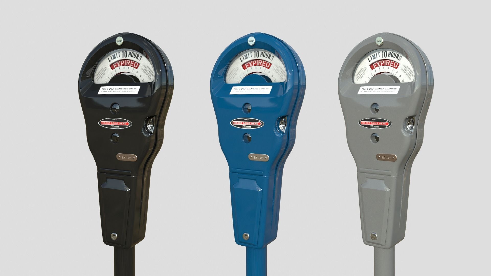 Parking Meter Collection Low-poly 3D model_1