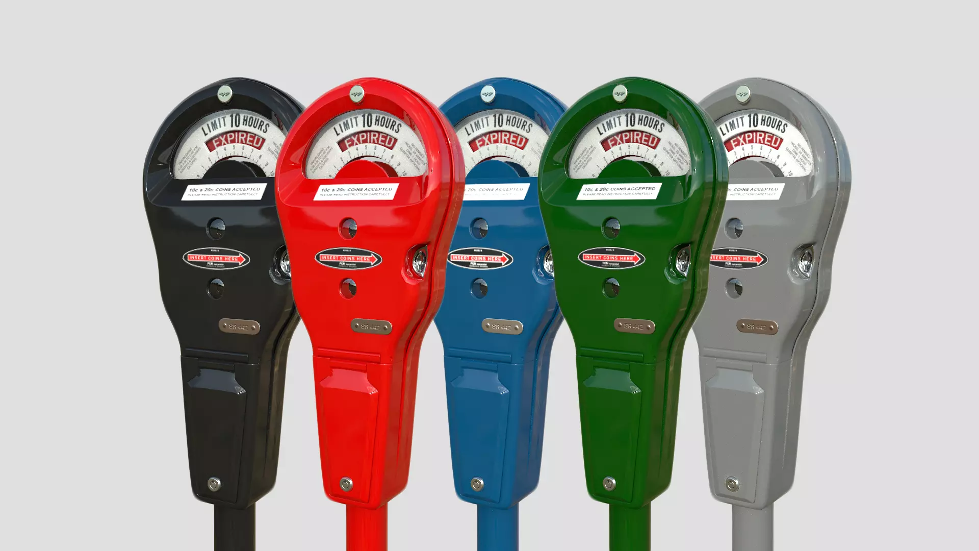 Parking Meter Collection Low-poly 3D model_0