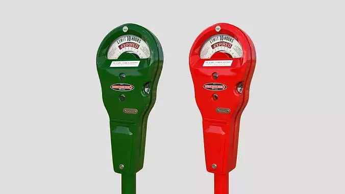 Parking Meter Collection Low-poly 3D model 3