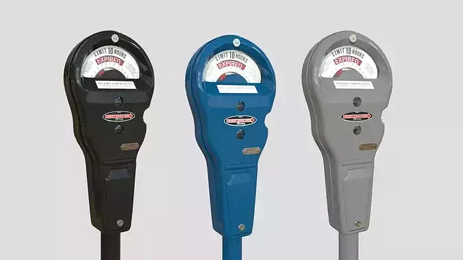 Parking Meter Collection Low-poly 3D model 4