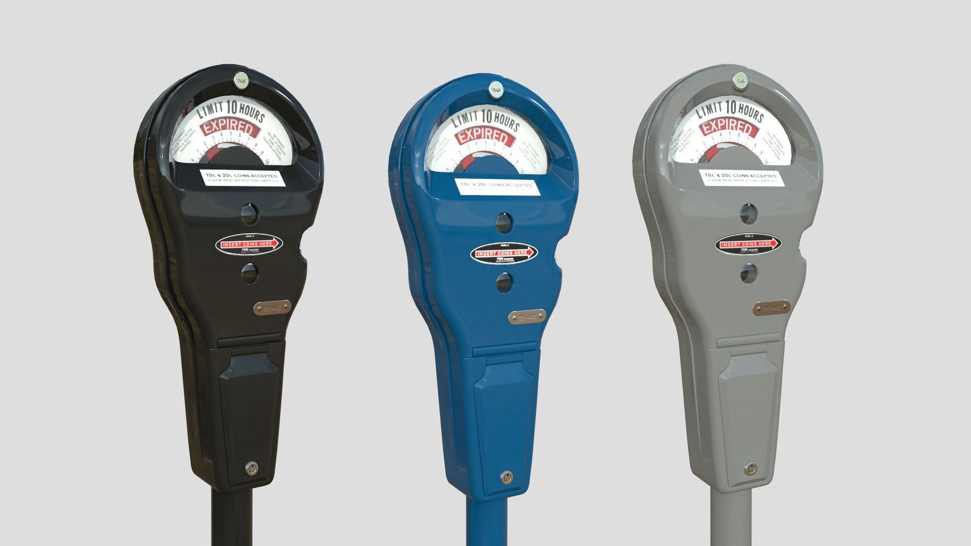 Parking Meter Collection Low-poly 3D model_3