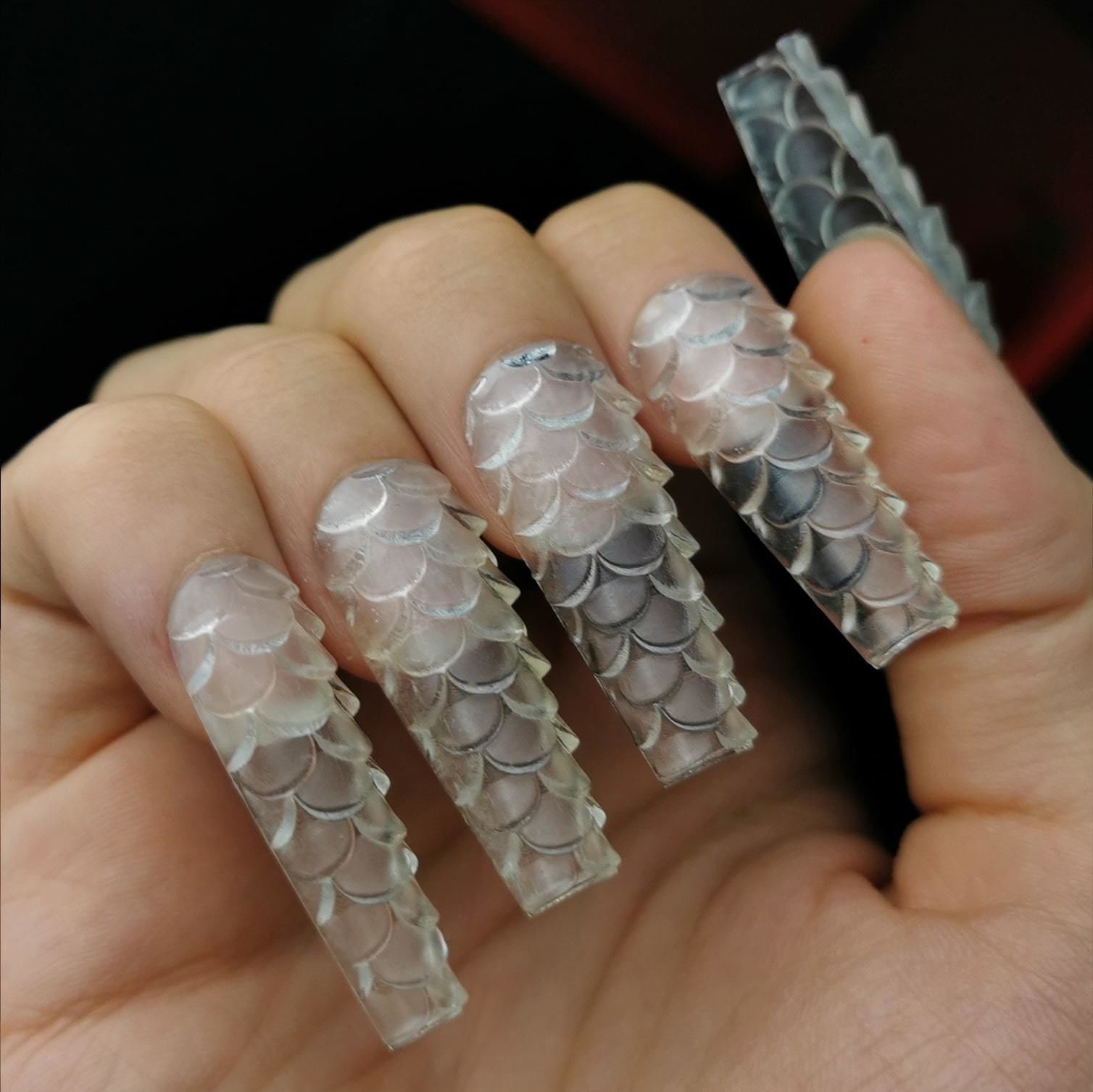 Mermaid Scales 3D Nail Tips 3D print model_5