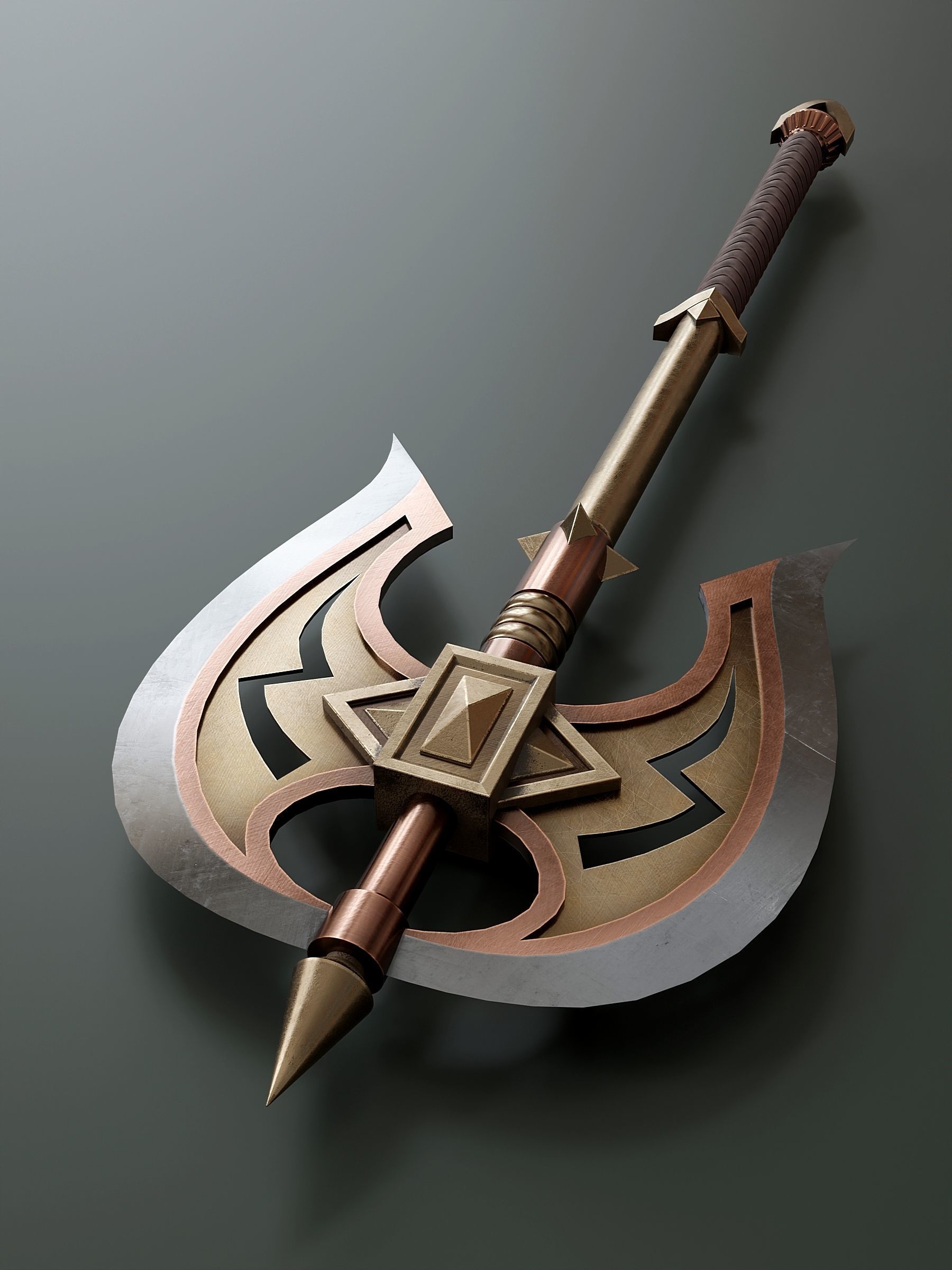 Fantasy style battle ax A2 3D model_2