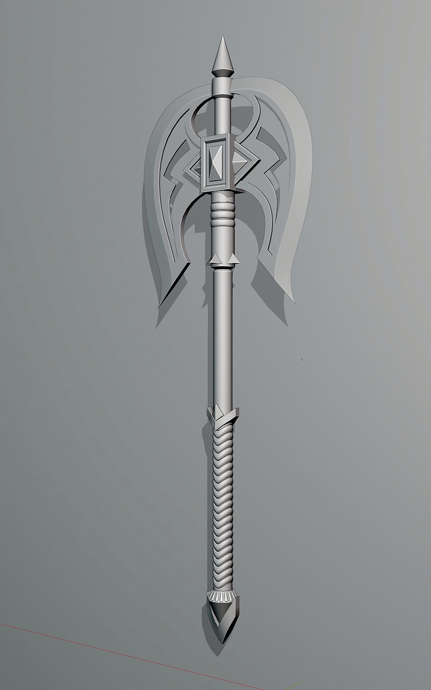 Fantasy style battle ax A2 3D model_4