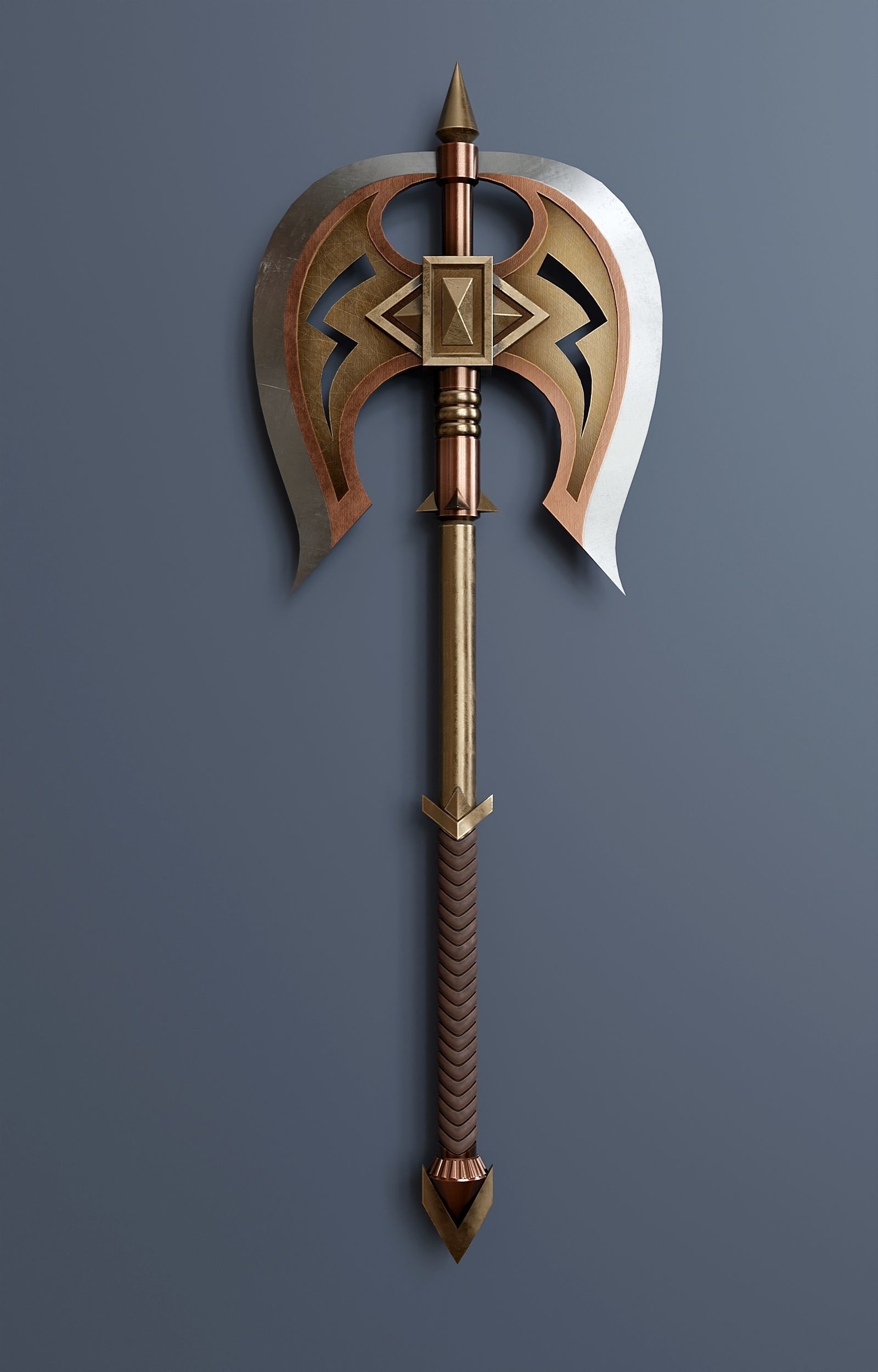 Fantasy style battle ax A2 3D model_1