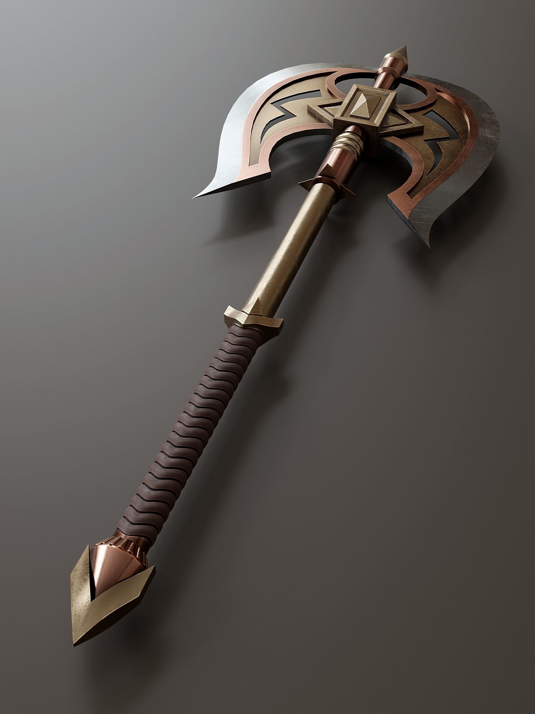 Fantasy style battle ax A2 3D model_3