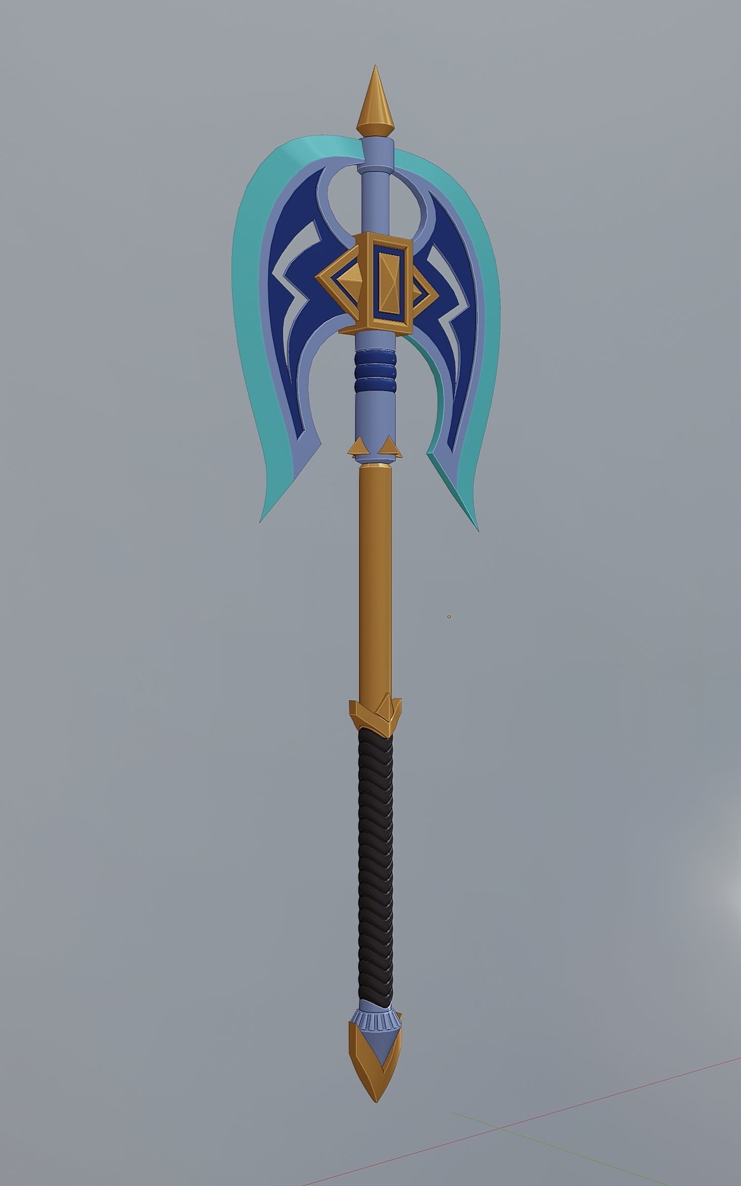 Fantasy style battle ax A2 3D model_5