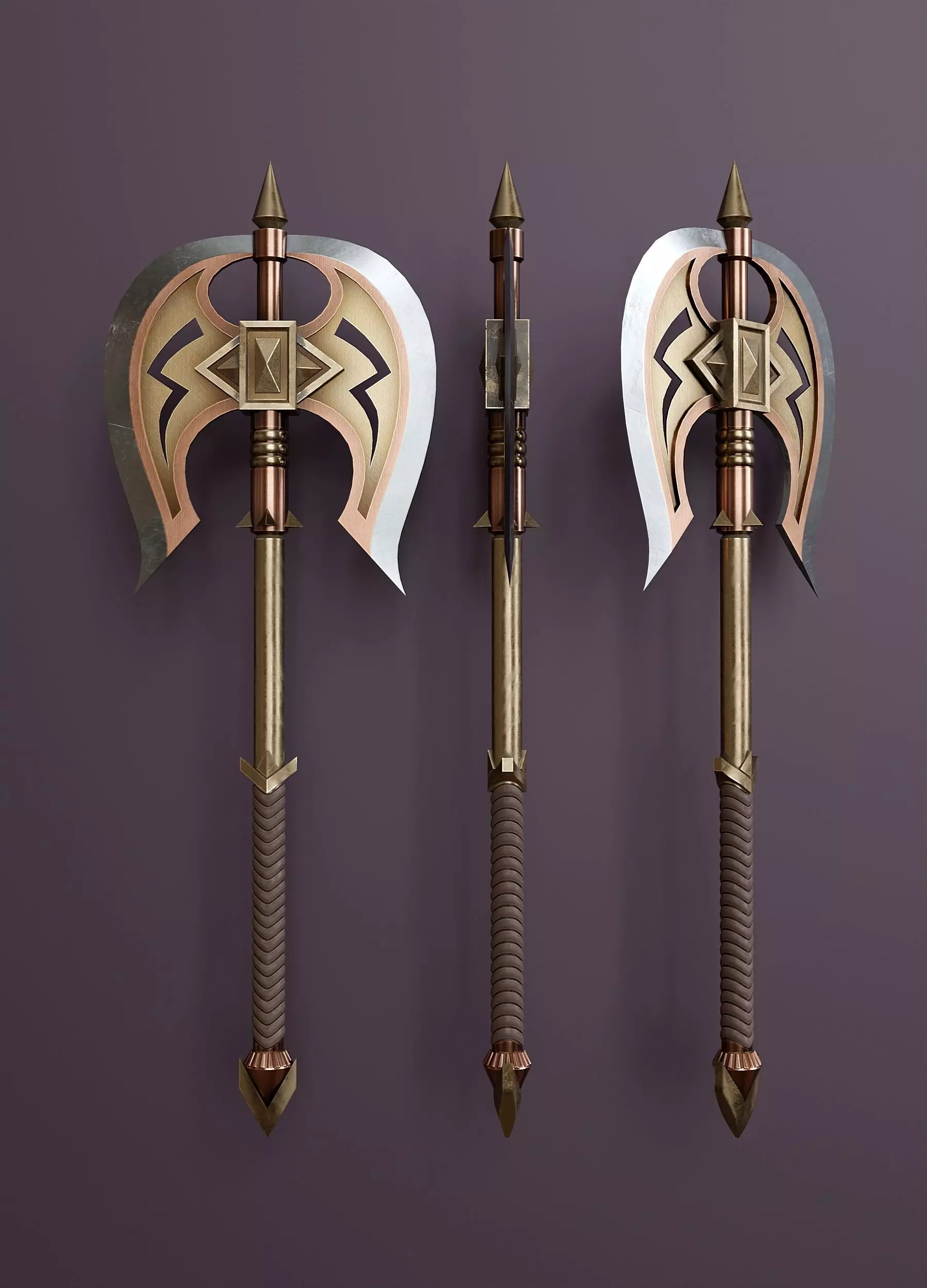 Fantasy style battle ax A2 3D model_0