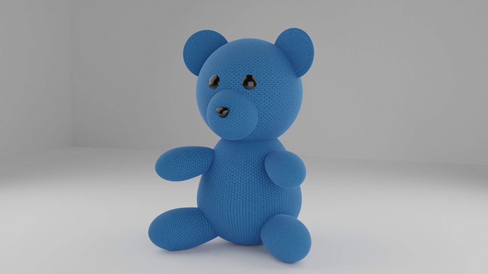 Handcrafted Teddy Bear Doll with Woolen Texture Low-poly 3D model_1