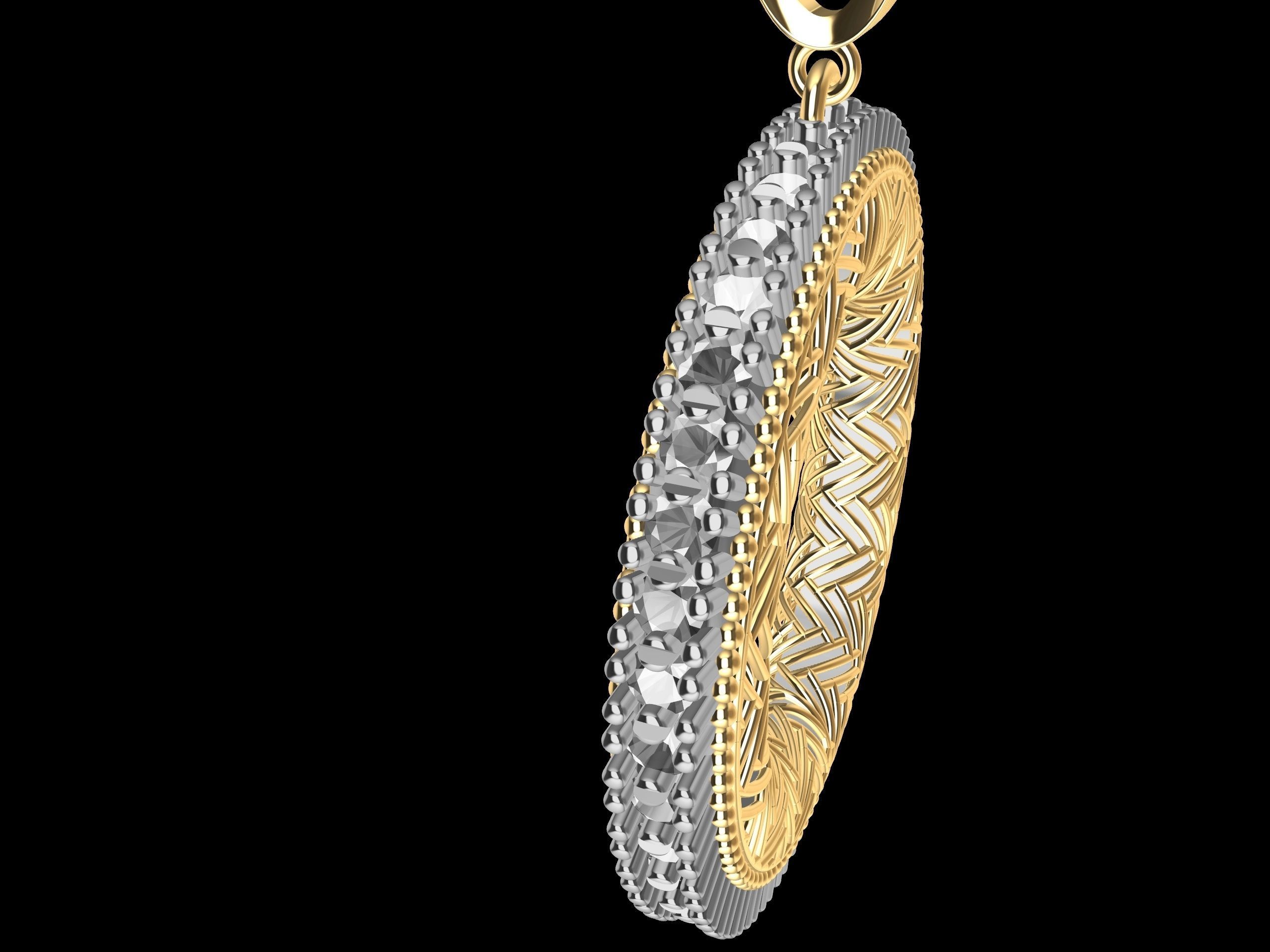 Contemporary Diamond Jali Pendant 3D print model_2