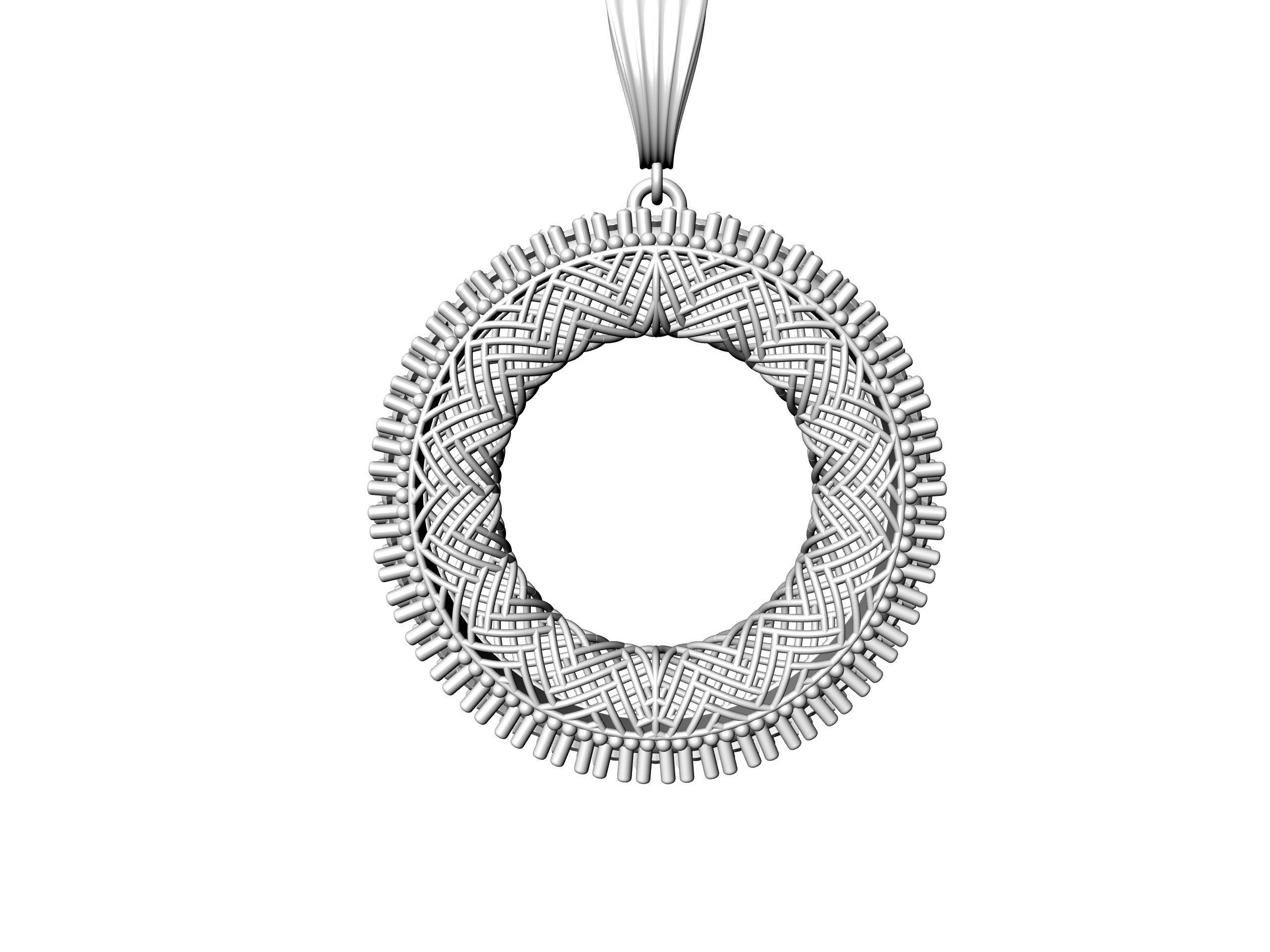 Contemporary Diamond Jali Pendant 3D print model_14