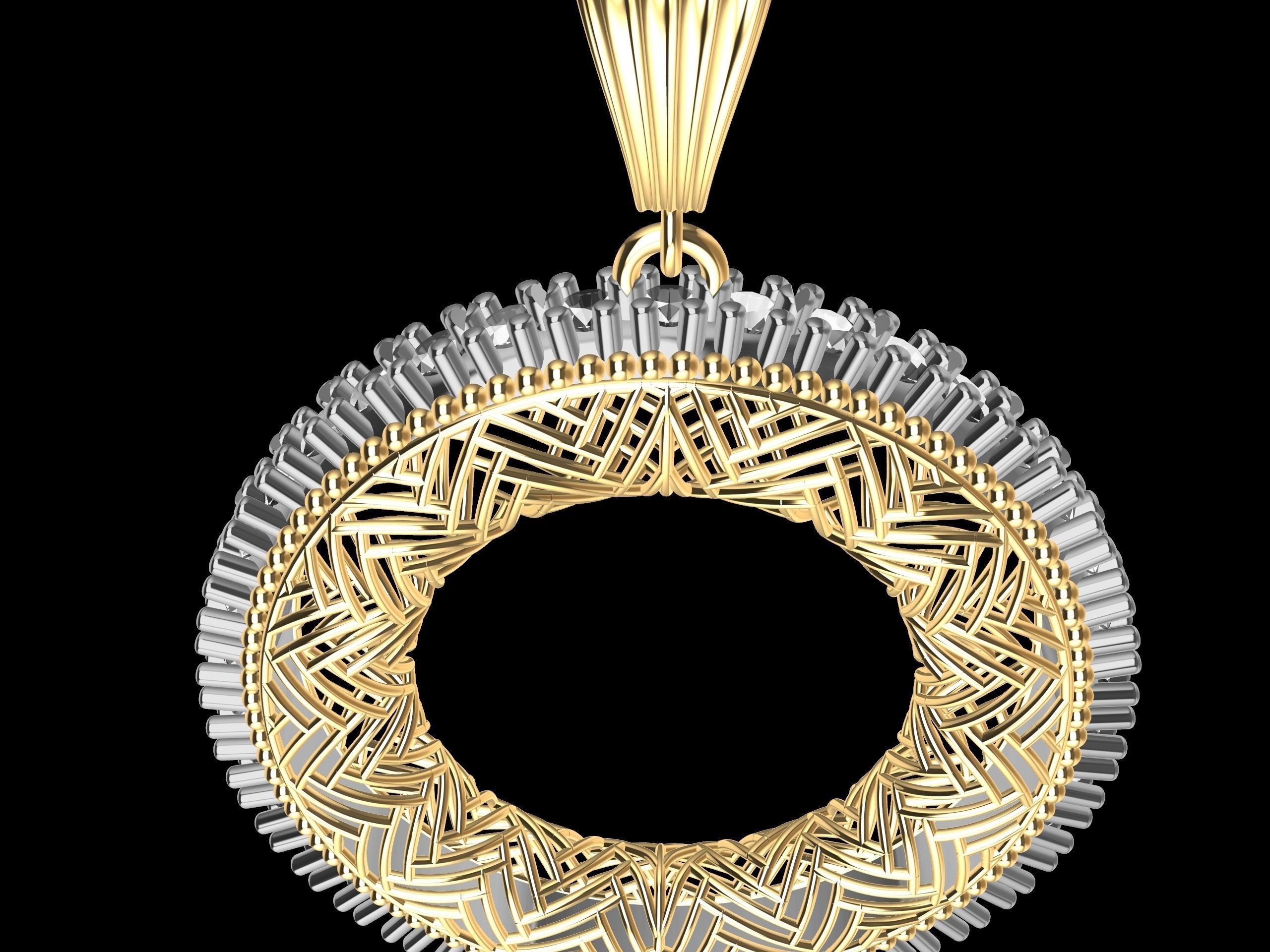Contemporary Diamond Jali Pendant 3D print model_12