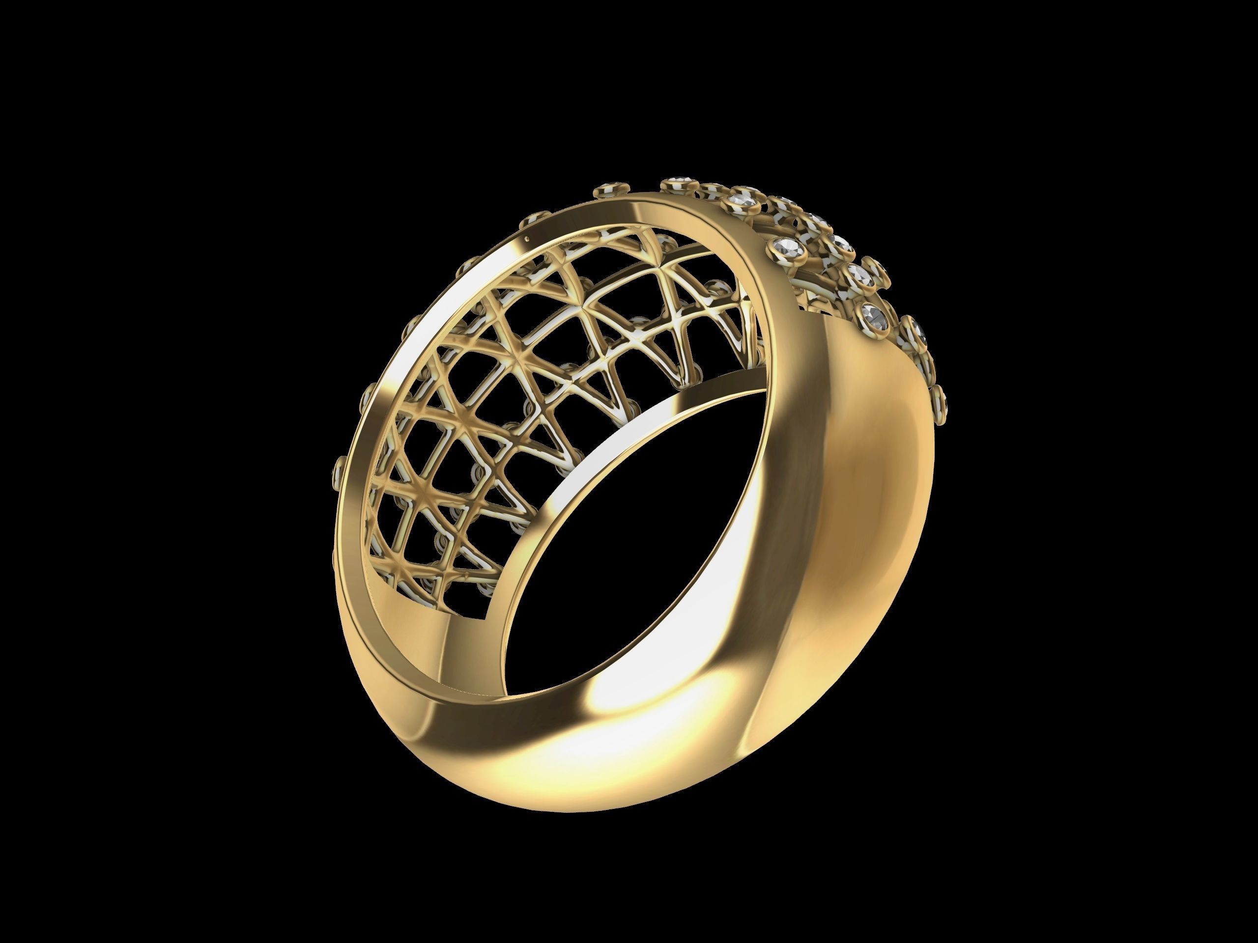 Art Deco Classic  Diamond Ring 3D print model_11