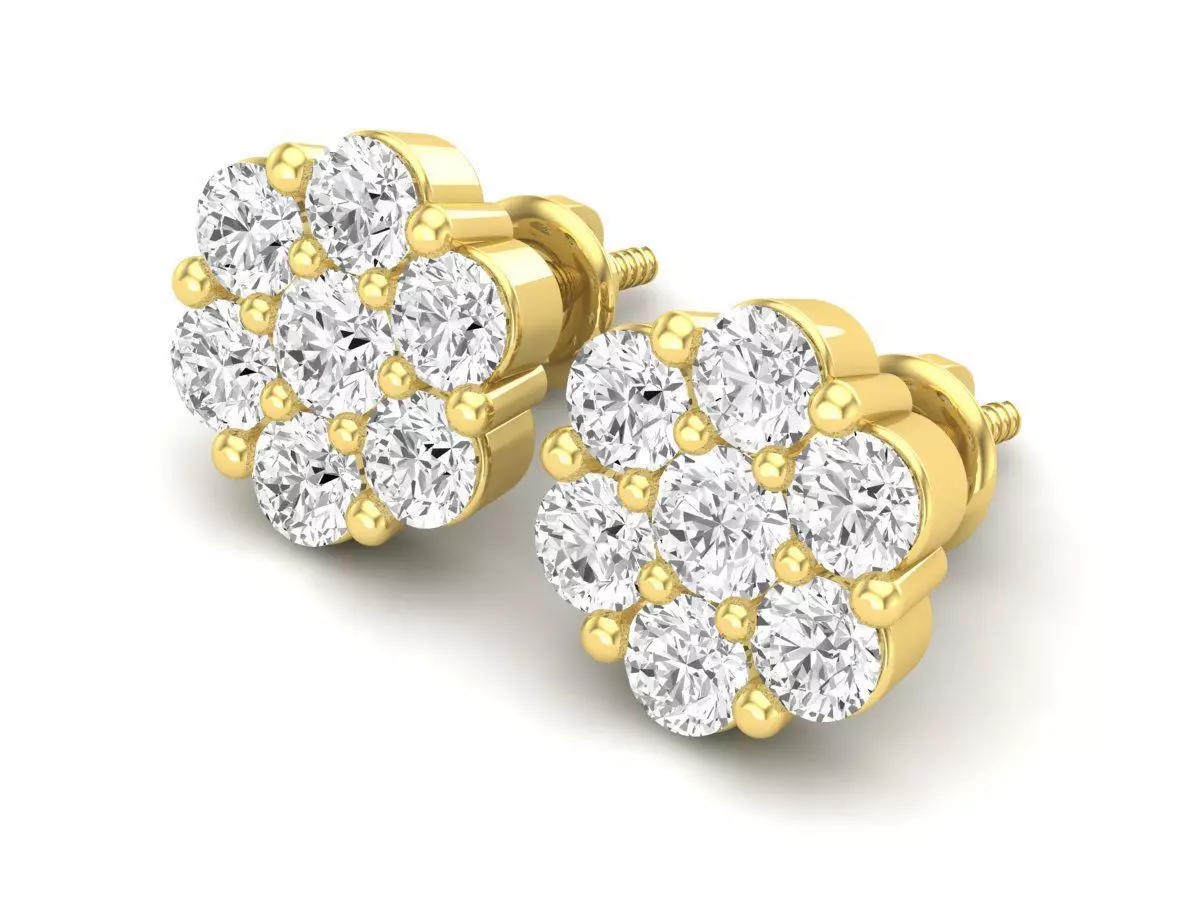 AV 554 Diamond cluster 10 mm earrings 3D print model