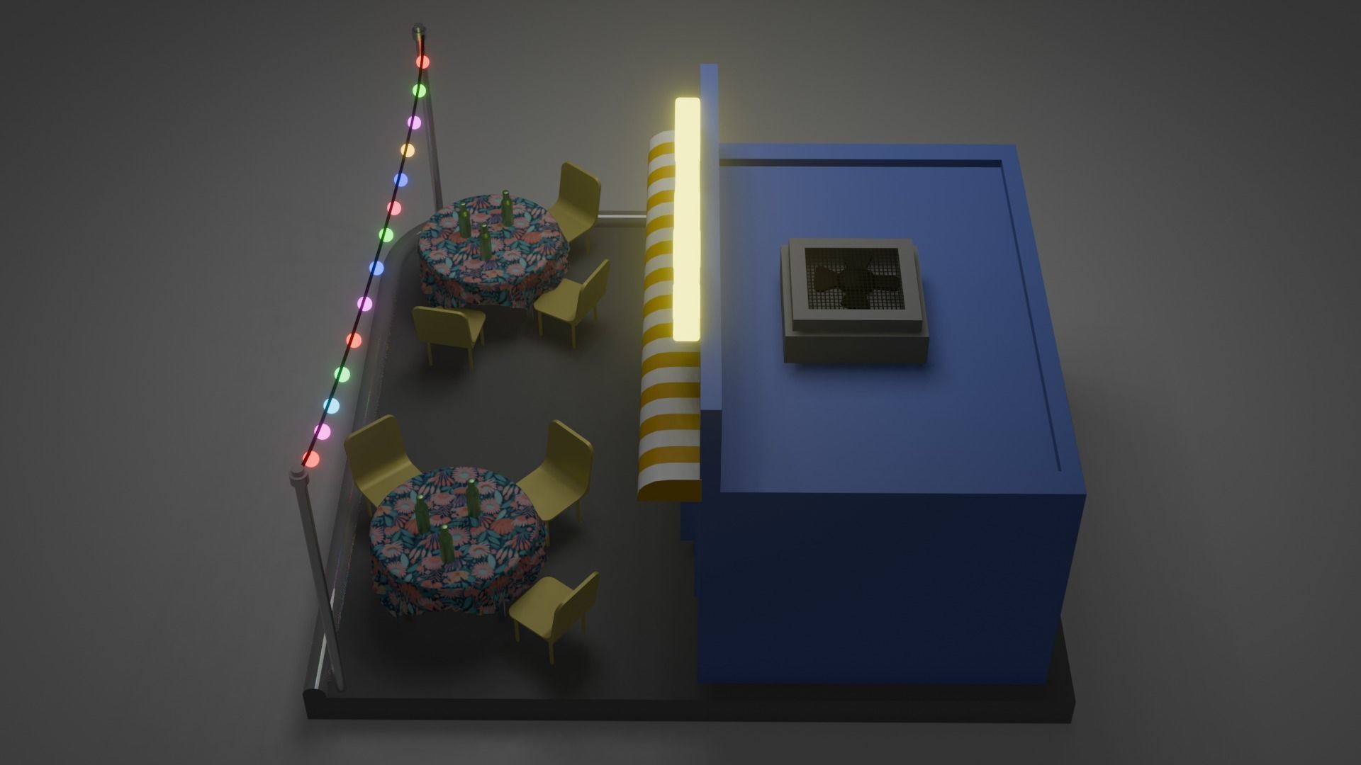 Mini Cafe Shop 3D model Low-poly 3D model_3