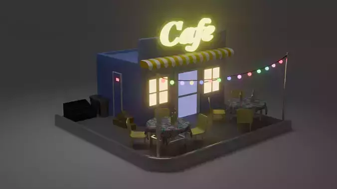 Mini Cafe Shop 3D model