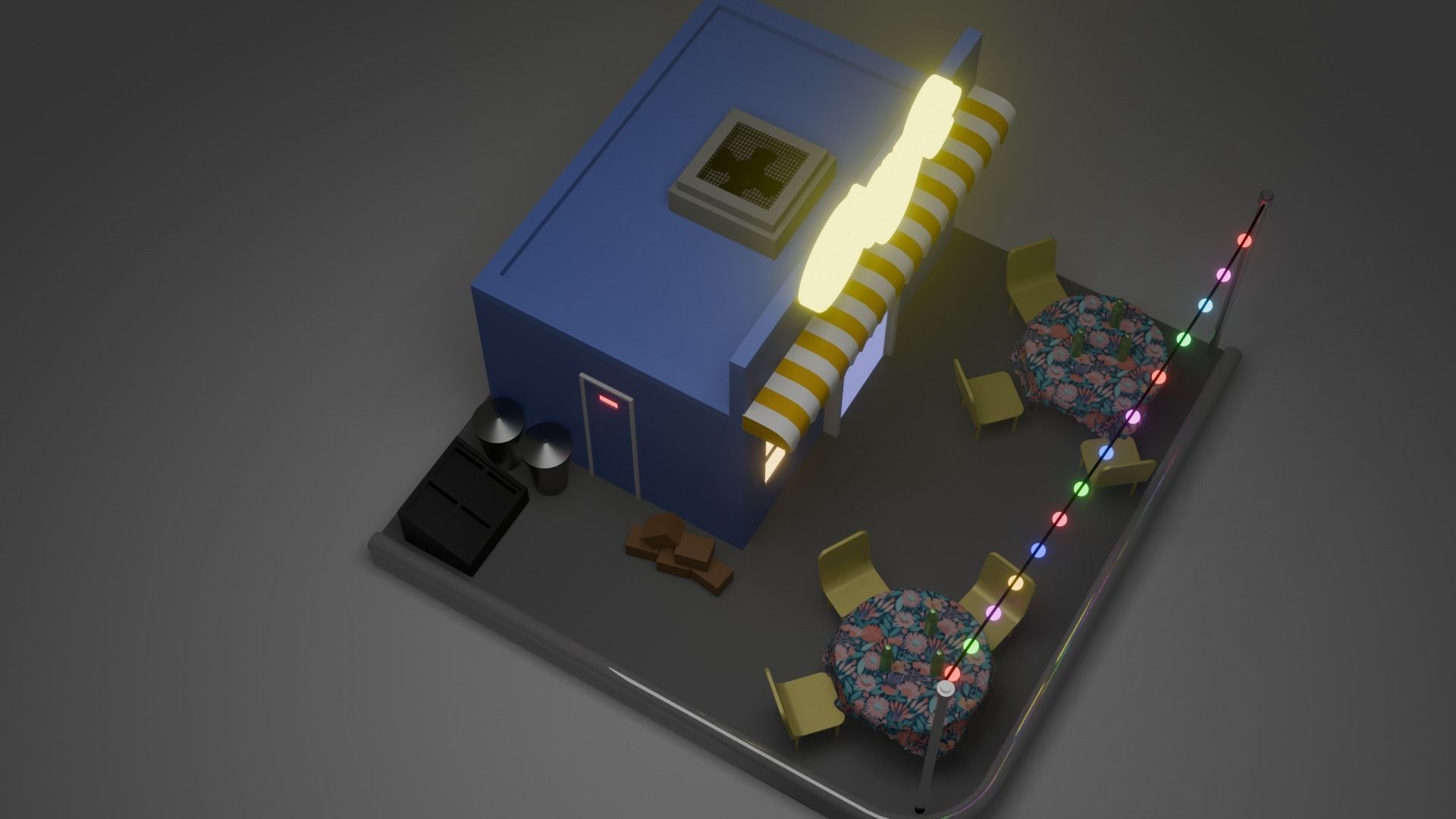 Mini Cafe Shop 3D model Low-poly 3D model_4