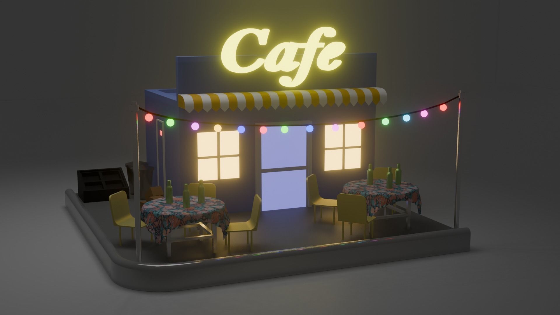 Mini Cafe Shop 3D model Low-poly 3D model_5