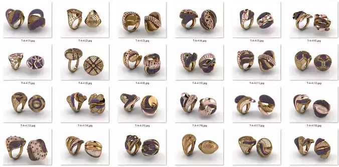 ring 50 pieces drawing 3d rihone drawing ring rings gold ring