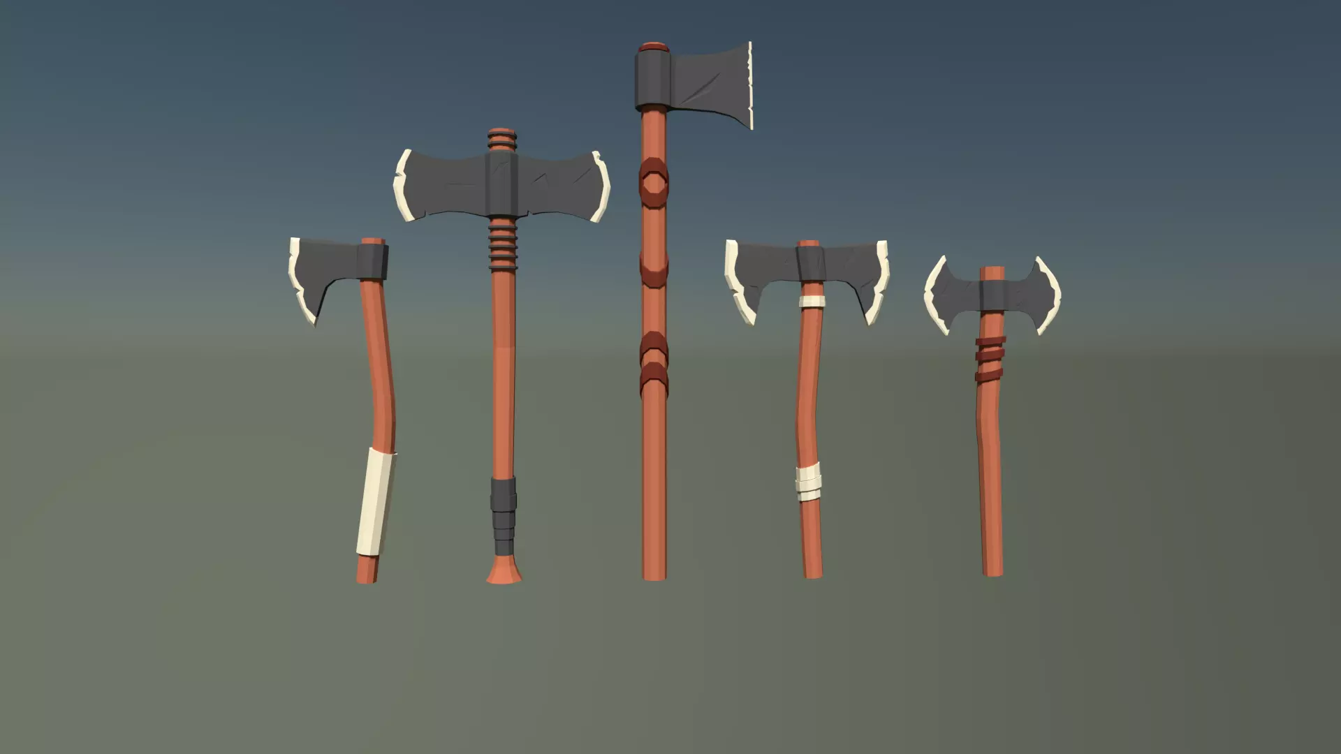 LowPoly Axes Pack Free low-poly 3D model