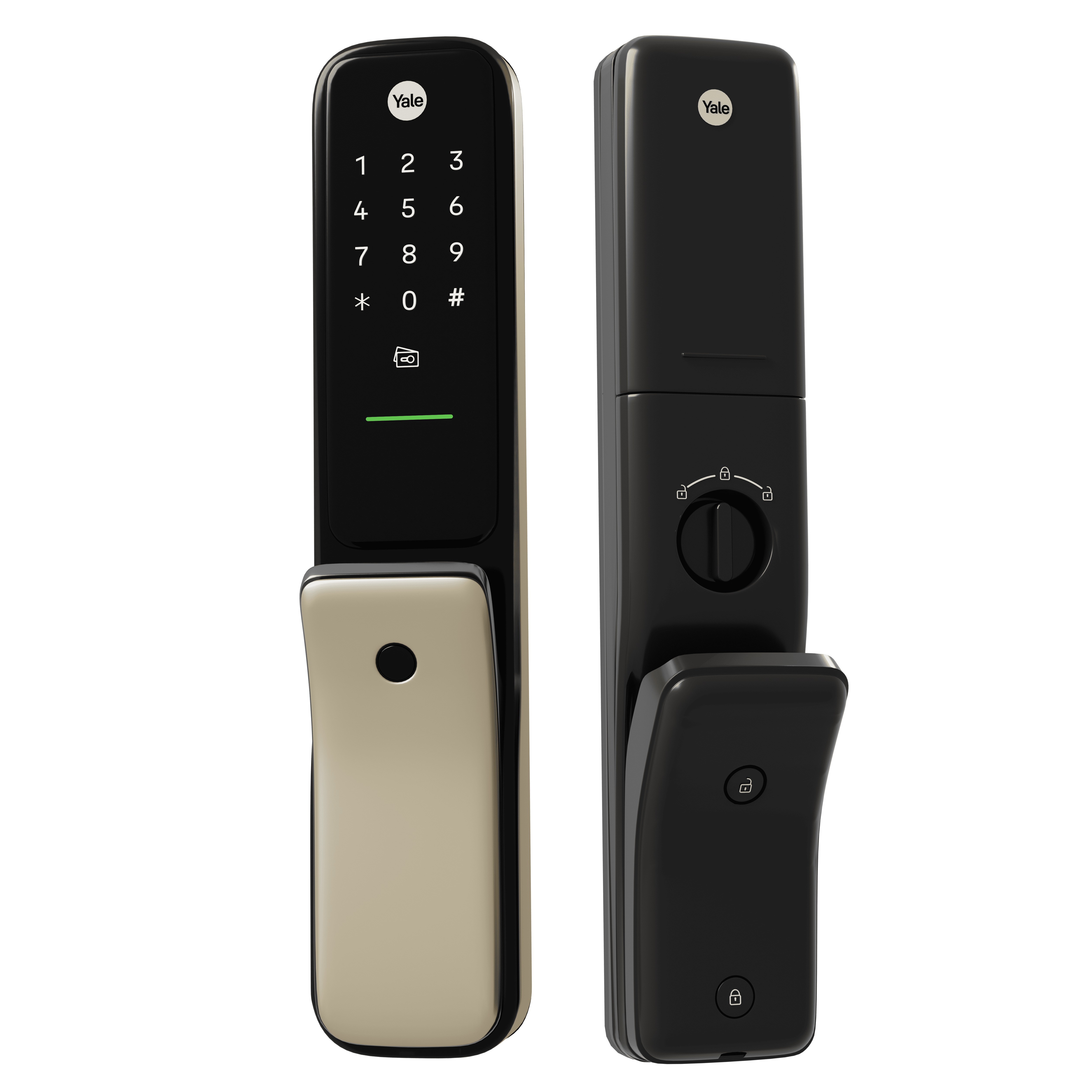 Digital Door Lock model Code Kyra Pro Gold And Bas Smart Lock Low-poly 3D model_1