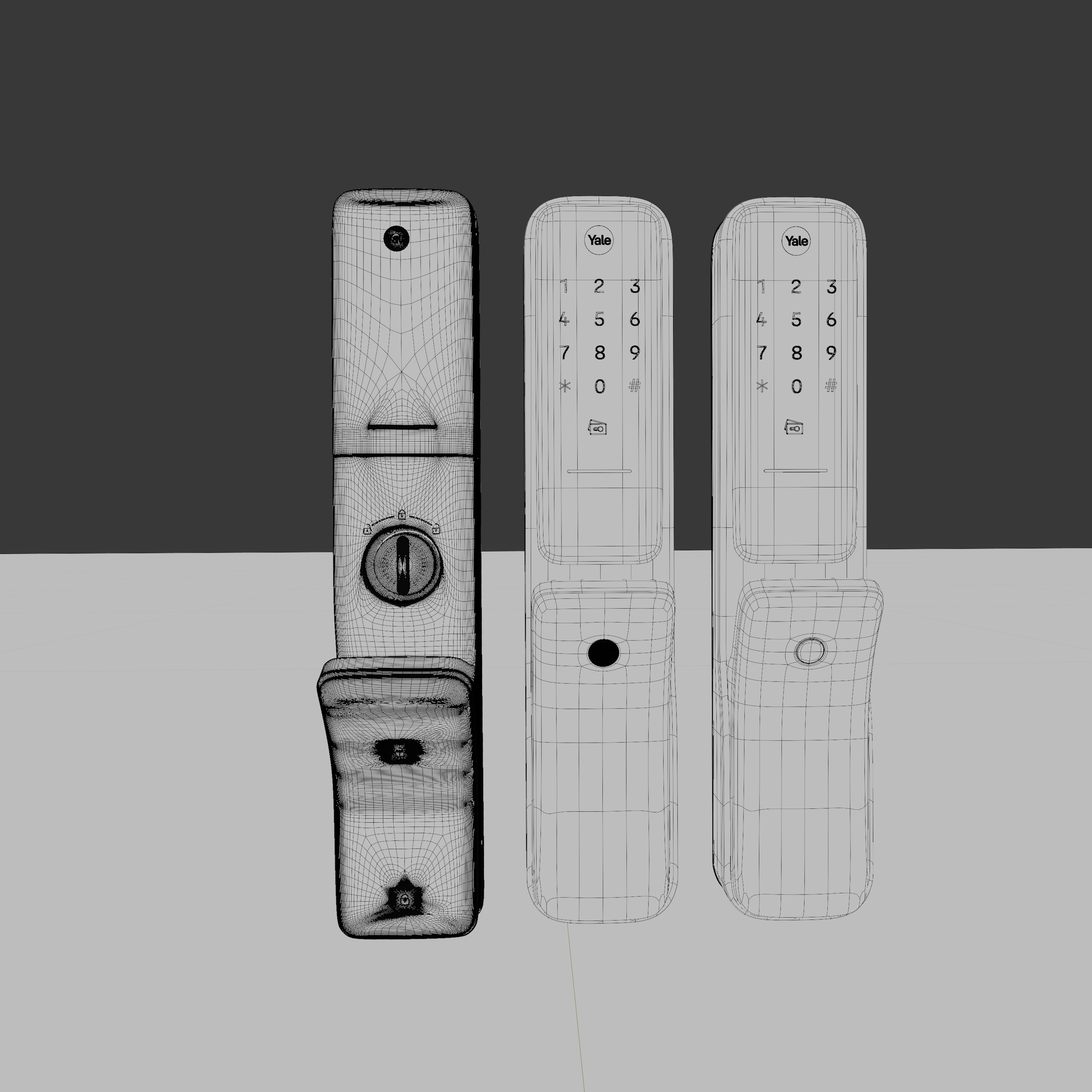 Digital Door Lock model Code Kyra Pro Gold And Bas Smart Lock Low-poly 3D model_2