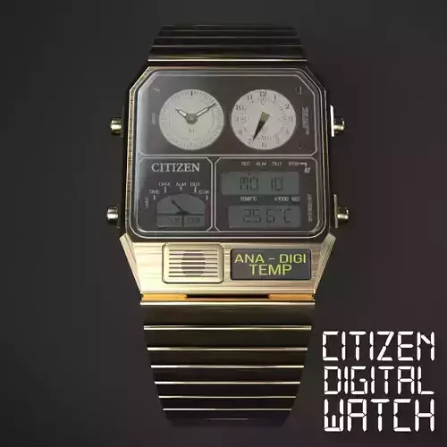 Citizen Ana Digi Temp Watch Low-poly 3D model
