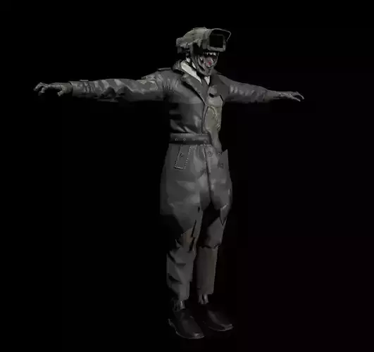 Zombie camera man Low-poly 3D model
