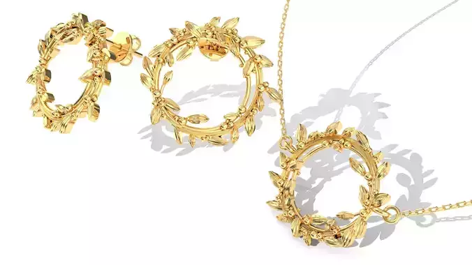 Abstract Laurel Earring and Necklace