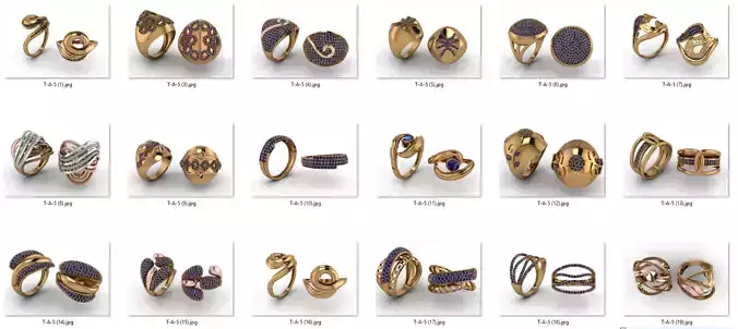 ring 50 pieces drawing 3d rihone drawing ring rings