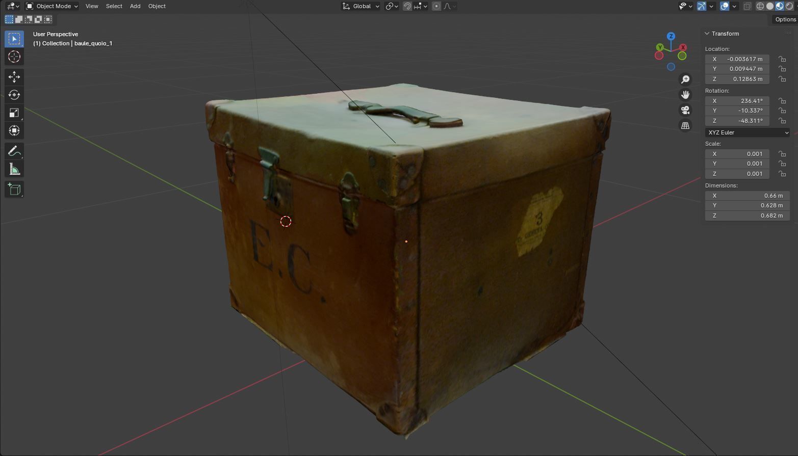 Series of 3D scanned vintage suitcases and luggage Low-poly 3D model_5