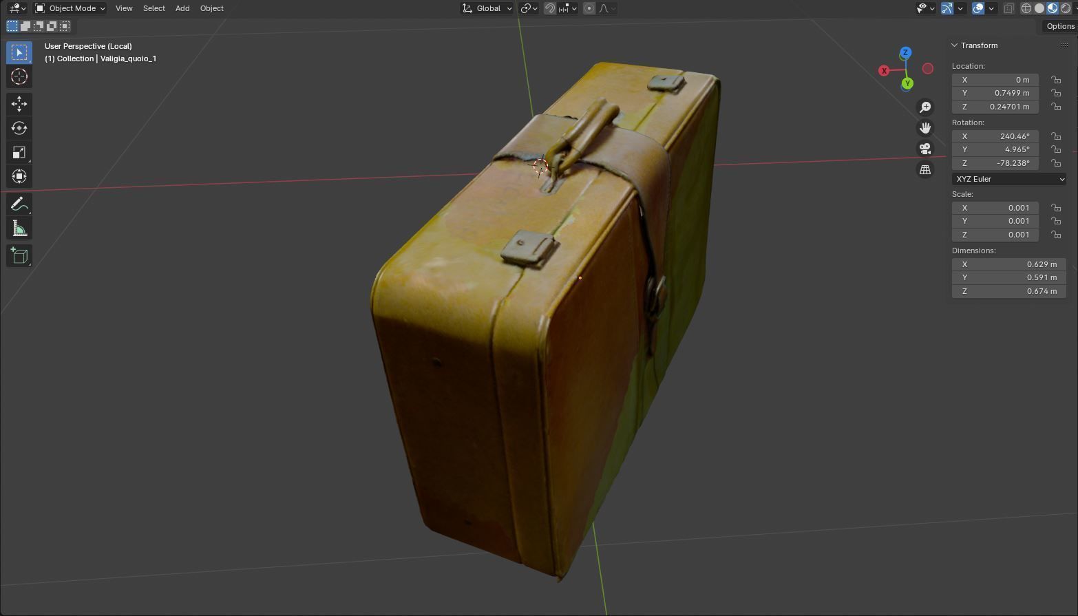 Series of 3D scanned vintage suitcases and luggage Low-poly 3D model_9