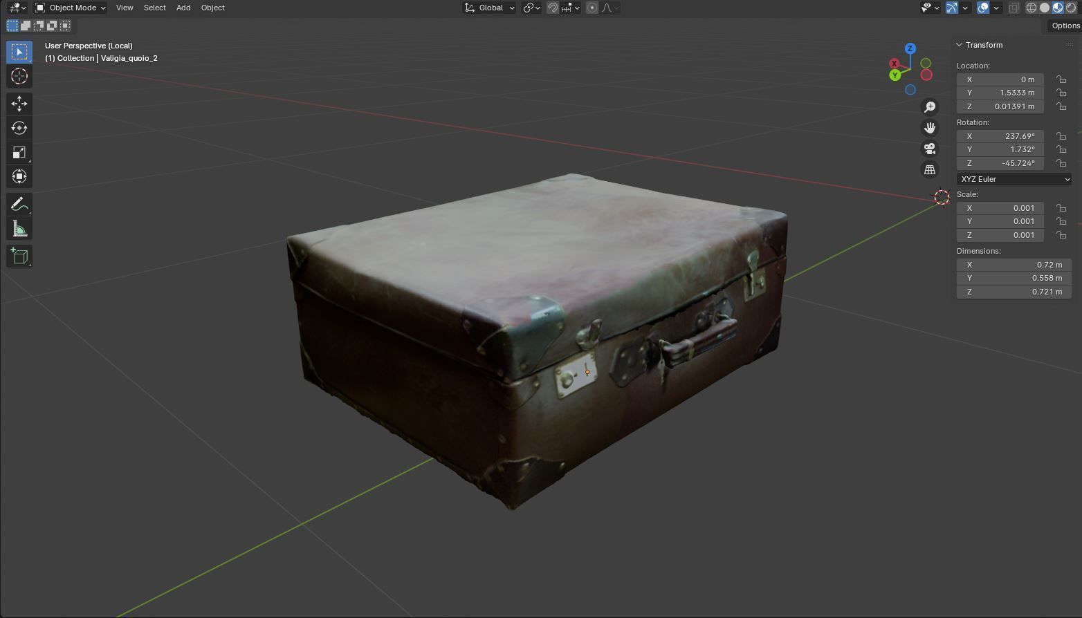 Series of 3D scanned vintage suitcases and luggage Low-poly 3D model_15