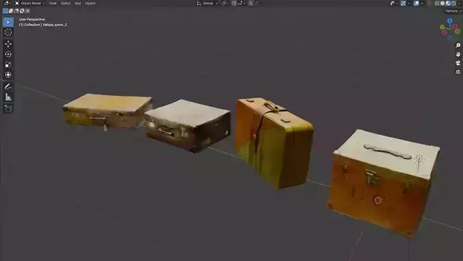 Series of 3D scanned vintage suitcases and luggage Low-poly 3D model